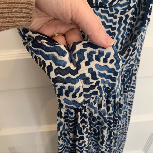 Silence + Noise blue patterned maxi dress with open back, size S - Picture 5 of 8